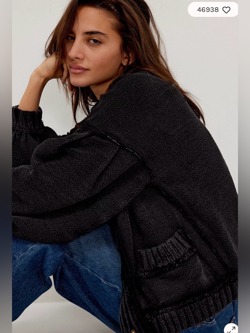Free People We The Free Cute In This Cardi. NWT. Black - Picture 6 of 7